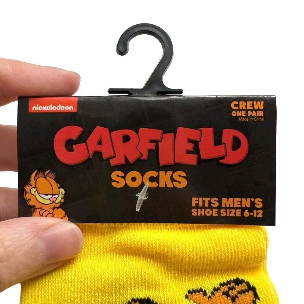 Odd Sox Unisex Nickelodeon Garfield the Cat Novelty Crew Socks Mens Shoe 6 to 12